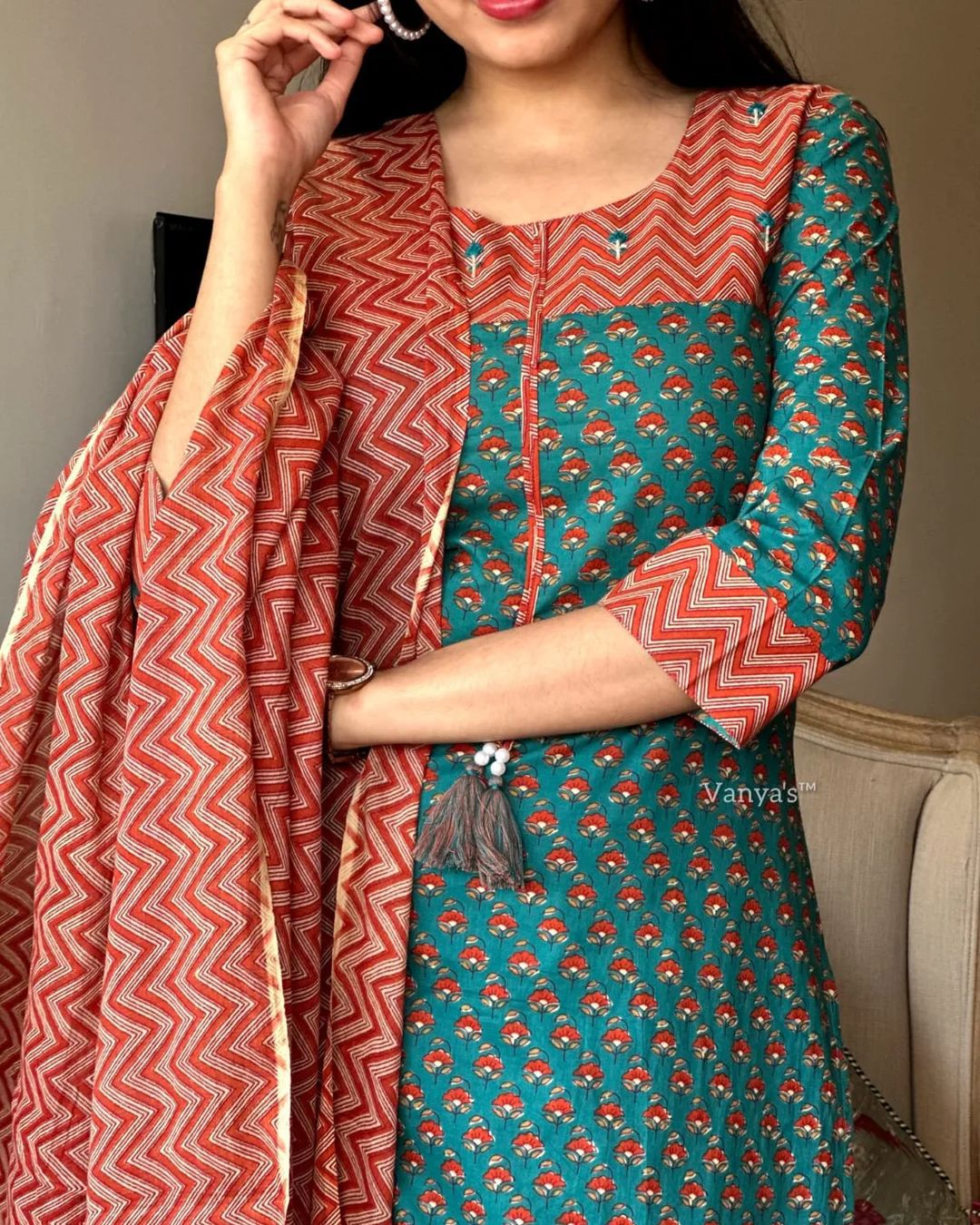 COTTON PRINTED KURTA SET