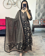 Women beautiful bagru print kurta pant dupatta set