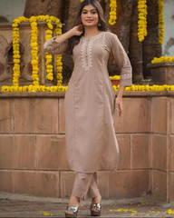 Embroidery COTTON KURTA PANT SET