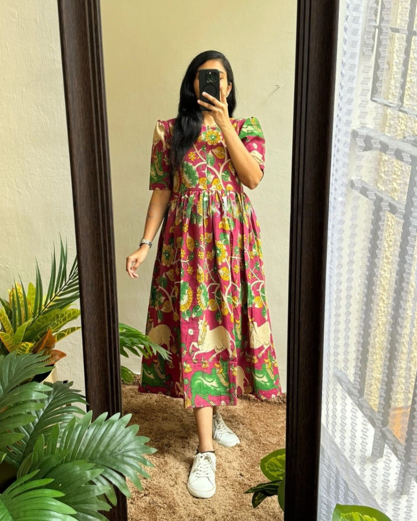 Cotton  Ikkat Printed Gown