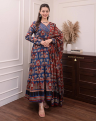 Cotton Anarkali kurta Set with Angrakha Style...