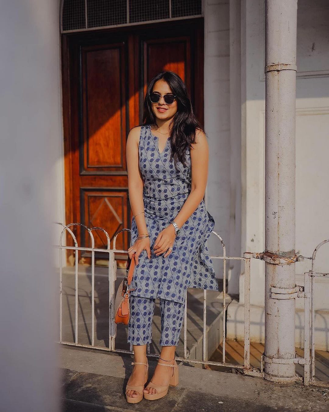 Cotton Indigo Print Kurti Pant