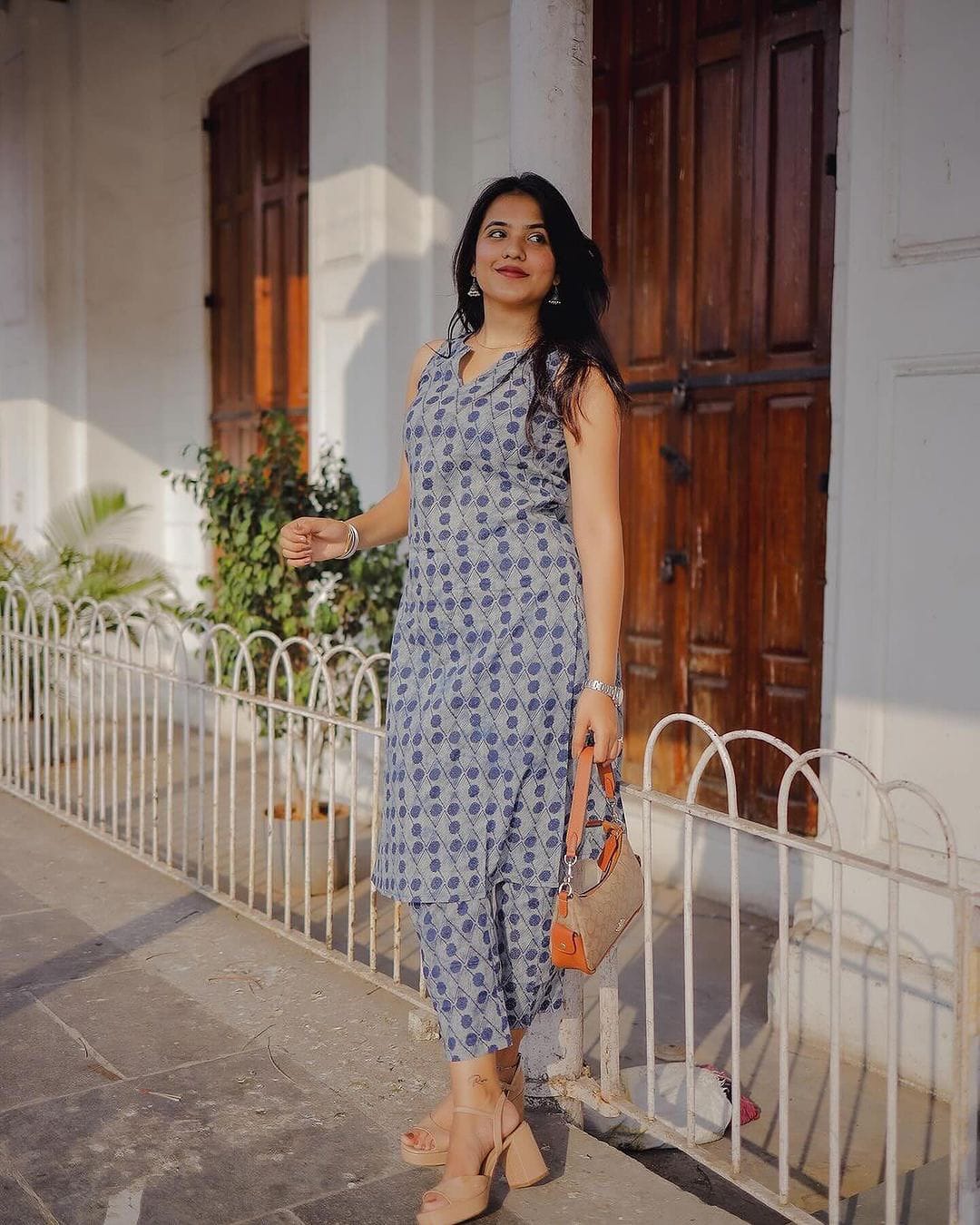 Cotton Indigo Print Kurti Pant